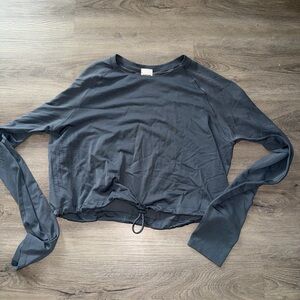 Gymshark Black Long Sleeve Crop Sweatshirt with Drawcord